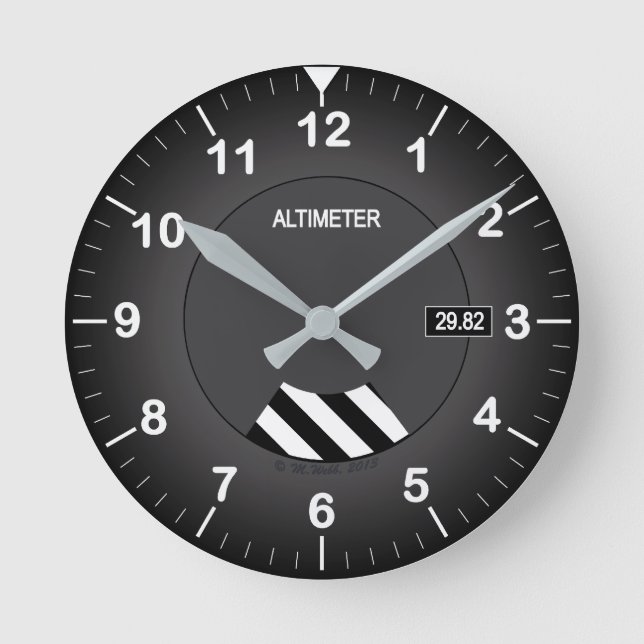Reloj Redondo Mediano Altimeter Style Clock (Anverso)