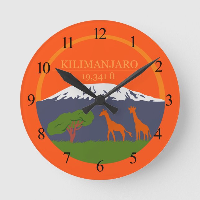 Reloj Redondo Mediano Altitud de Kilimanjaro (Anverso)