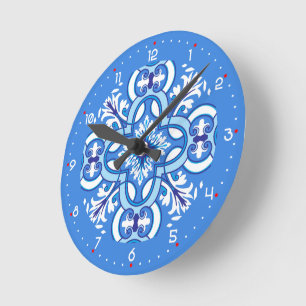 Reloj Redondo Mediano 💙 Alucinantes Azulejos azules