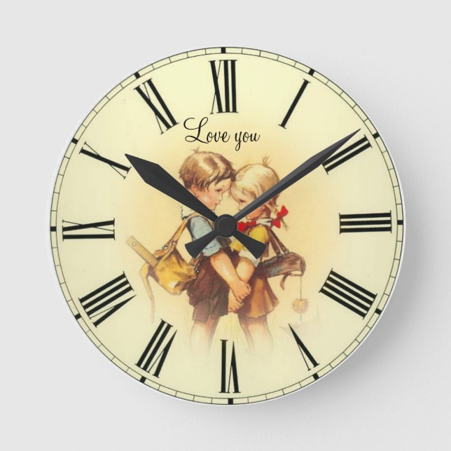 Reloj Redondo Mediano Ama a los niños vintage (Anverso)