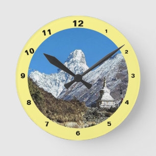Reloj Redondo Mediano Ama Dablam & Stupa, Sagarmatha, Himalayas, Nepal