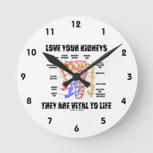 Reloj Redondo Mediano Ama Tus Riñones Son Vitales Para La Vida (Nephron)