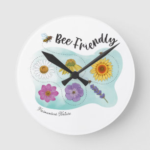 Reloj Redondo Mediano Amabilidad de las abejas - Naturaleza armoniosa