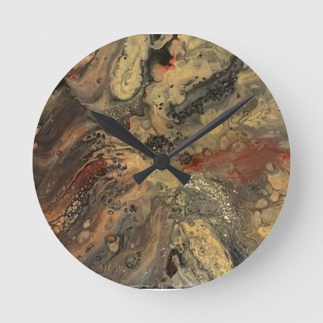 Reloj Redondo Mediano Amanecer en la pintura del desierto en tonos arena (Anverso)