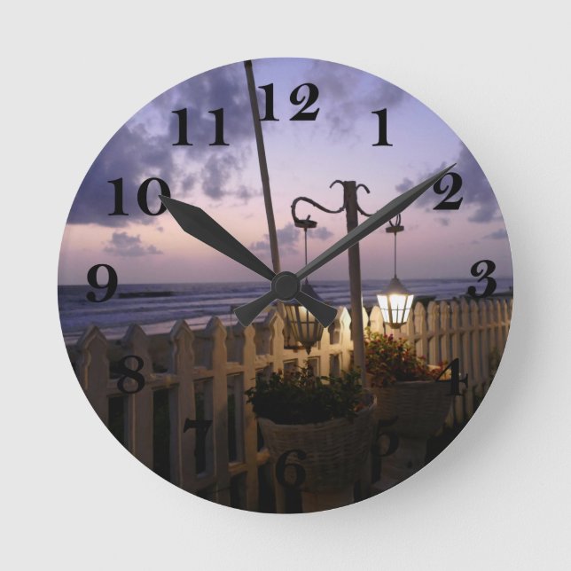 Reloj Redondo Mediano Amanecer en la playa (Anverso)