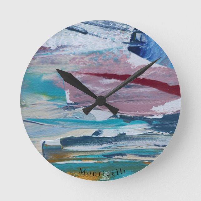 Reloj Redondo Mediano Amanecer rosado  Monticelli Art (Anverso)