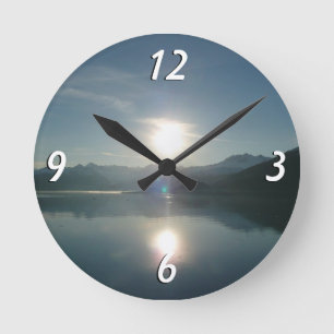Reloj Redondo Mediano Amanecer sobre el fiordo universitario Alaska Foto