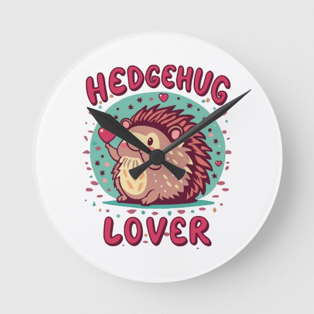 Reloj Redondo Mediano Amante de Hedgehug (Anverso)
