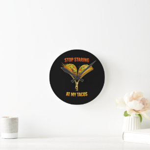 Reloj Redondo Mediano Amante de Tacos Divertidos Deja de Mirar
