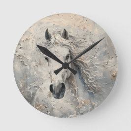 Reloj Redondo Mediano Amante del caballo de oro blanco