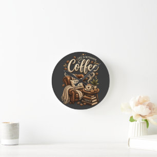 Reloj Redondo Mediano Amante del Café – La Vida Es Mejor Con Café