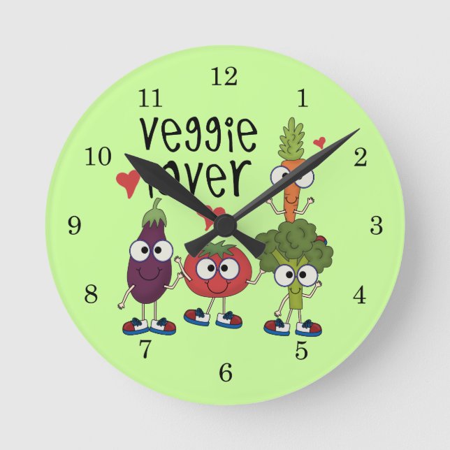 Reloj Redondo Mediano Amante del Veggie (Anverso)