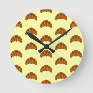 Reloj Redondo Mediano Amantes de Croissants Amarillo Claro Francia Comid