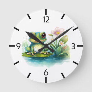 Reloj Redondo Mediano Amantes de la rana