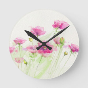 Reloj Redondo Mediano Amapolas pintadas 3 de la acuarela