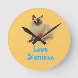 Reloj Redondo Mediano Amar los gatos siameses
