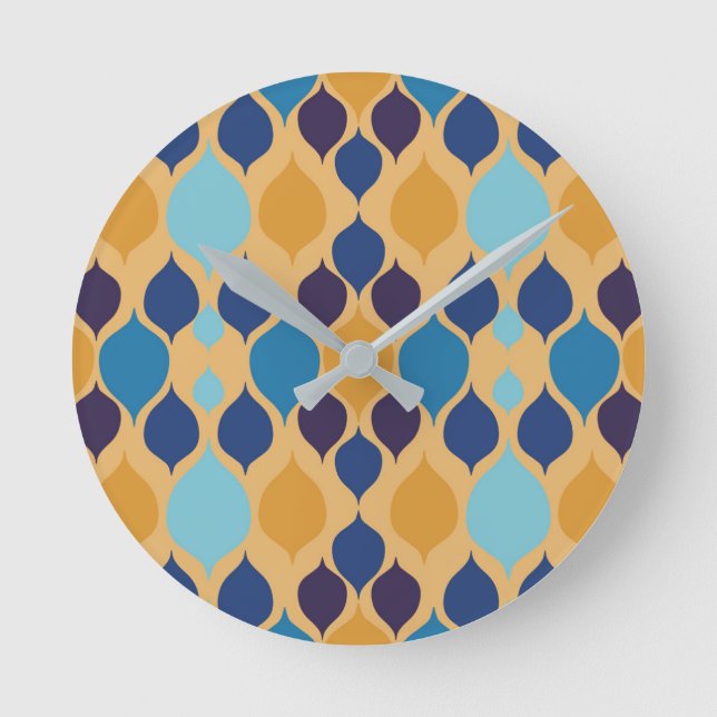 Reloj Redondo Mediano Amarillo geométrico de mediados del siglo 1960 (Anverso)