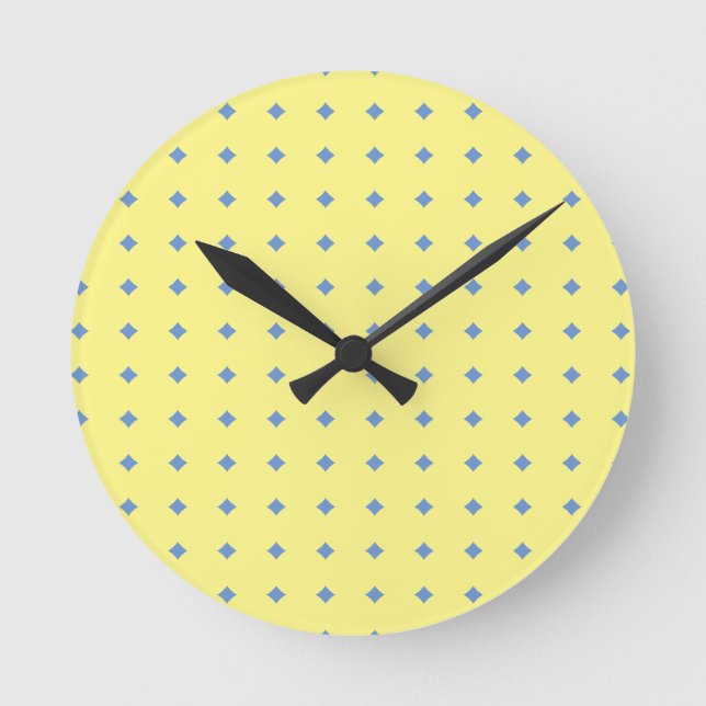 Reloj Redondo Mediano amarillo y azul, patrón de país bonito (Anverso)