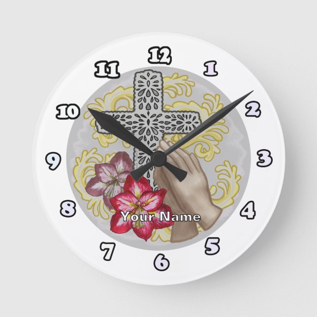Reloj Redondo Mediano Amaryllis Christian Cross (Anverso)