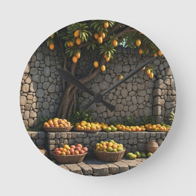 Reloj Redondo Mediano ambiente de mango de Jamaica (Anverso)