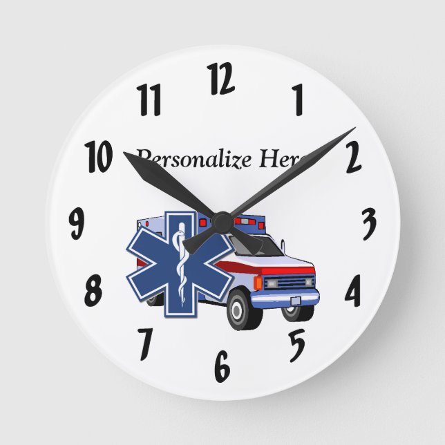 Reloj Redondo Mediano Ambulancia EMS (Anverso)