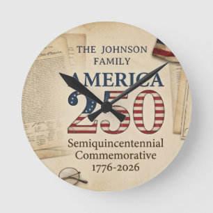 Reloj Redondo Mediano América Personalizada 250 Semicincuentenario 1776–
