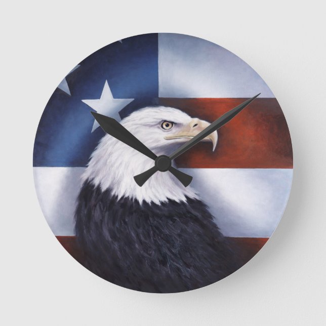 Reloj Redondo Mediano American Eagle and Flag (Anverso)