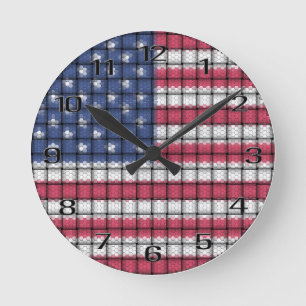 Reloj Redondo Mediano American Flag Acrylic Wall Clock
