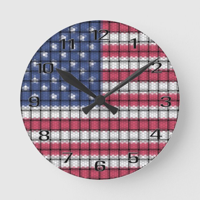 Reloj Redondo Mediano American Flag Acrylic Wall Clock (Anverso)