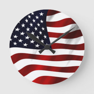 Reloj Redondo Mediano American Flag Patriotic Independence Day