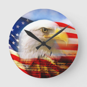 Reloj Redondo Mediano American Flag with Bald Eagle