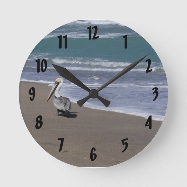 Reloj Redondo Mediano Amigos de la playa del pelícano (Anverso)