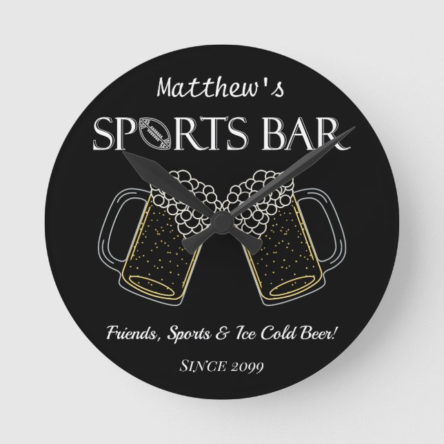 Reloj Redondo Mediano Amigos, Deportes y Cerveza - Deportes Bar Cuadros  (Anverso)
