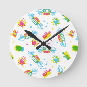 Reloj Redondo Mediano AMIGOS™   Patrón de Neón de Perk Central