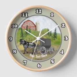 Reloj Redondo Mediano Amish Buggy Return Clock