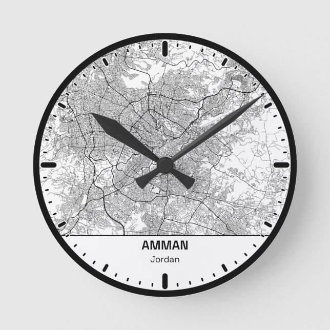 Reloj Redondo Mediano Amman Clock City Line Art (Anverso)