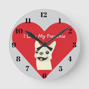 Reloj Redondo Mediano Amo a mi Frenchie, 