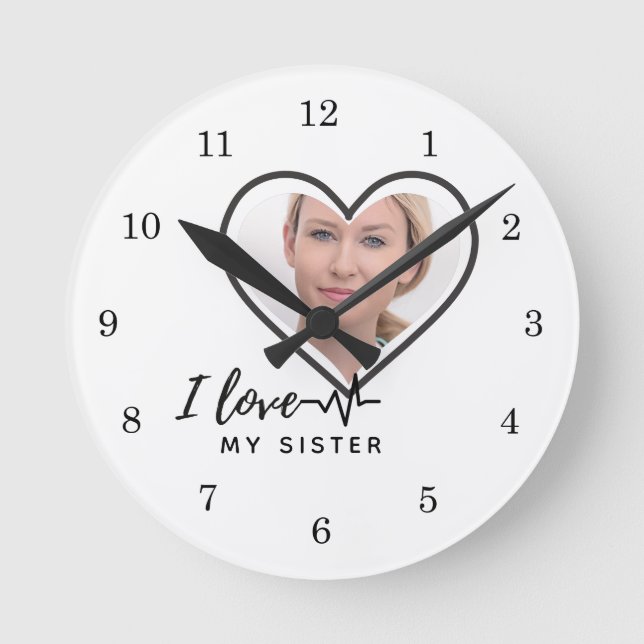 Reloj Redondo Mediano Amo a mi HERMANA - Mejor Amigo Regalo Personalizad (Anverso)