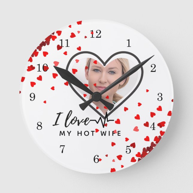 Reloj Redondo Mediano Amo a mi mujer - FOTO personalizada de la mejor am (Anverso)