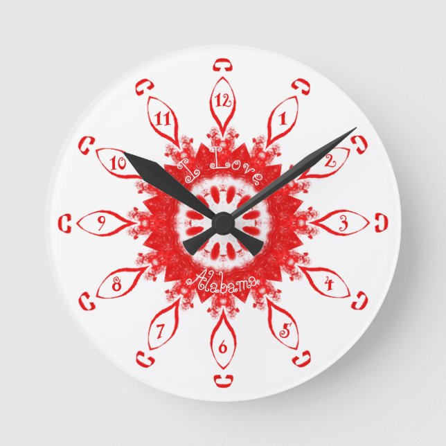 Reloj Redondo Mediano Amo el rojo alabama (Anverso)