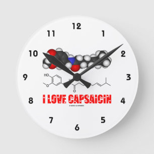 Reloj Redondo Mediano Amo la capsicina (la molécula química)