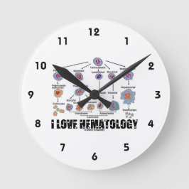 Reloj Redondo Mediano Amo la hematología (el linaje del glóbulo)