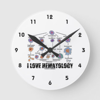 Reloj Redondo Mediano Amo la hematología (el linaje del glóbulo)