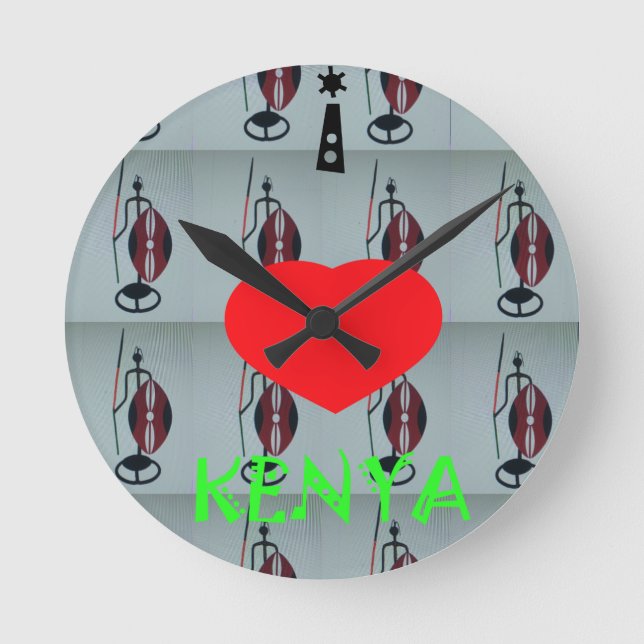 Reloj Redondo Mediano Amo la impresión de arte en Kenia (Anverso)