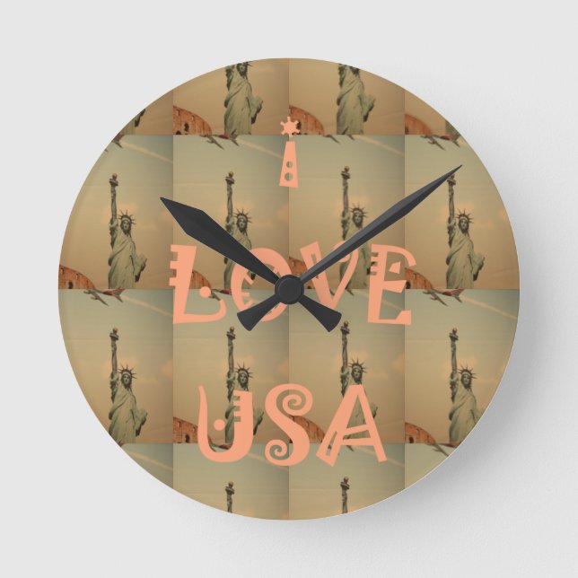 Reloj Redondo Mediano Amo los E.E.U.U. (Anverso)