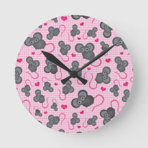 Reloj Redondo Mediano Amo mi modelo del ratón en rosa