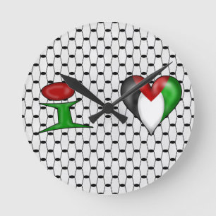 Reloj Redondo Mediano Amo Palestina, corazón Palestina