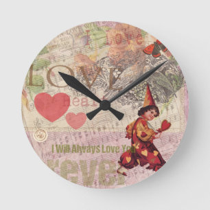 Reloj Redondo Mediano Amor Corazón Querido Valentine Cherub