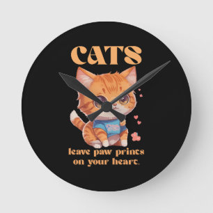 Reloj Redondo Mediano amor de gatito lindo