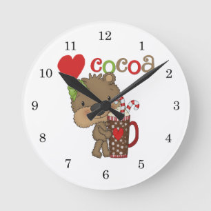 Reloj Redondo Mediano Amor del cacao del oso del chica